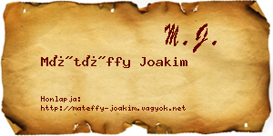 Mátéffy Joakim névjegykártya